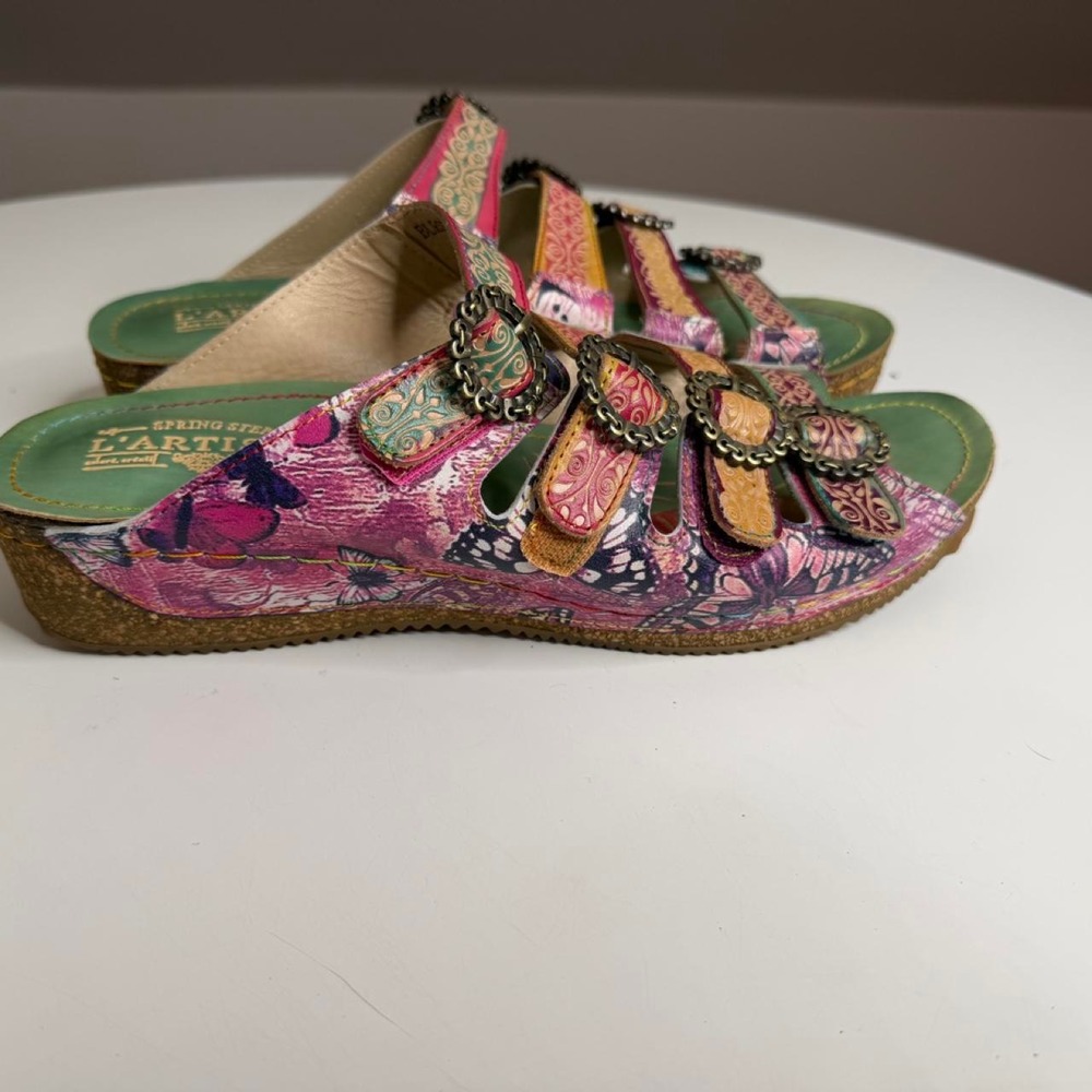 Spring Step L'Artiste Blessing Floral Leather Sandals EU 42 Artsy Boho Lagenlook